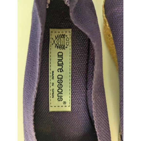 Vintage Andre Assous Purple Espadrilles Women's Sz 6, 6.5 Canvas Rope Heel Spain - Picture 3 of 16